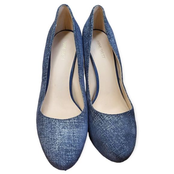 Nine West Juliette Blue Leather Platform Heels size 9.5 - Picture 4 of 12